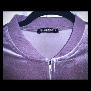 Fashion Nova Purple Velour Zip-Up Jacket